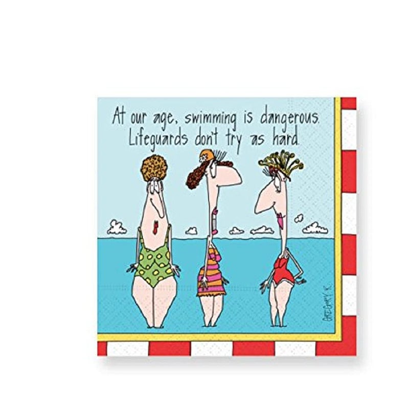 Design Design 624-00919 Cocktail Table Napkins, Swimming is Dangerous, 5-inch Square, Multi
